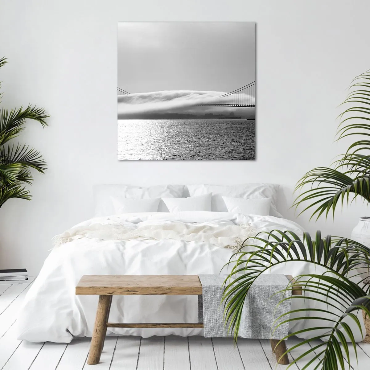 Lærredstryk - Billede på lærred - Sejl gennem Golden Gate - 70x70 cm