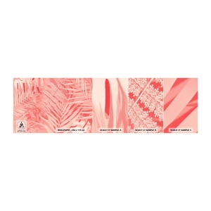 Prøve Fototapet Selvklæbende Deluxe Sticker - Lyserødt koncept - Abstraktion, Palmeblad, Grafik - 100x30 cm