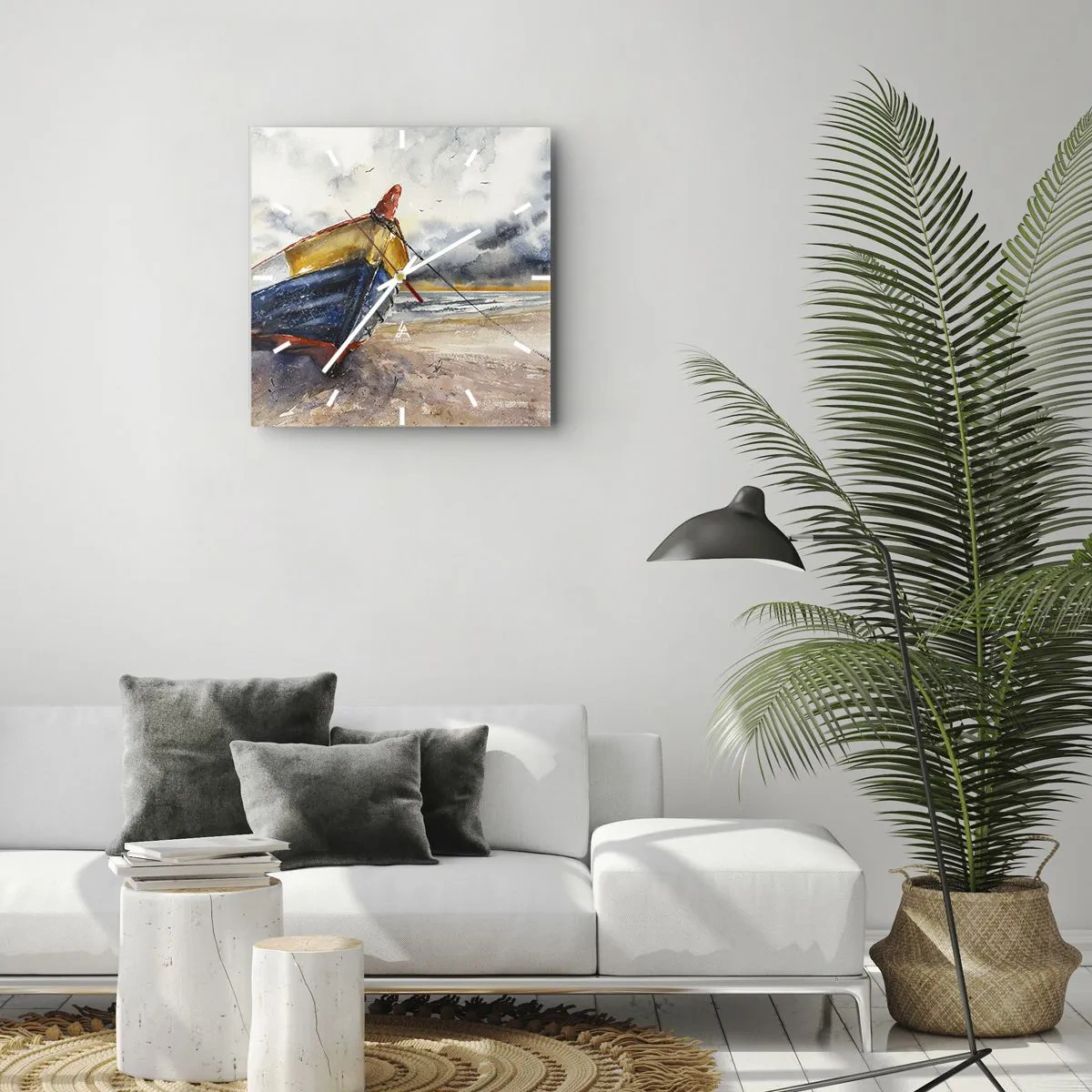 Vægur, Uret - Hvile på stranden - 30x30 cm