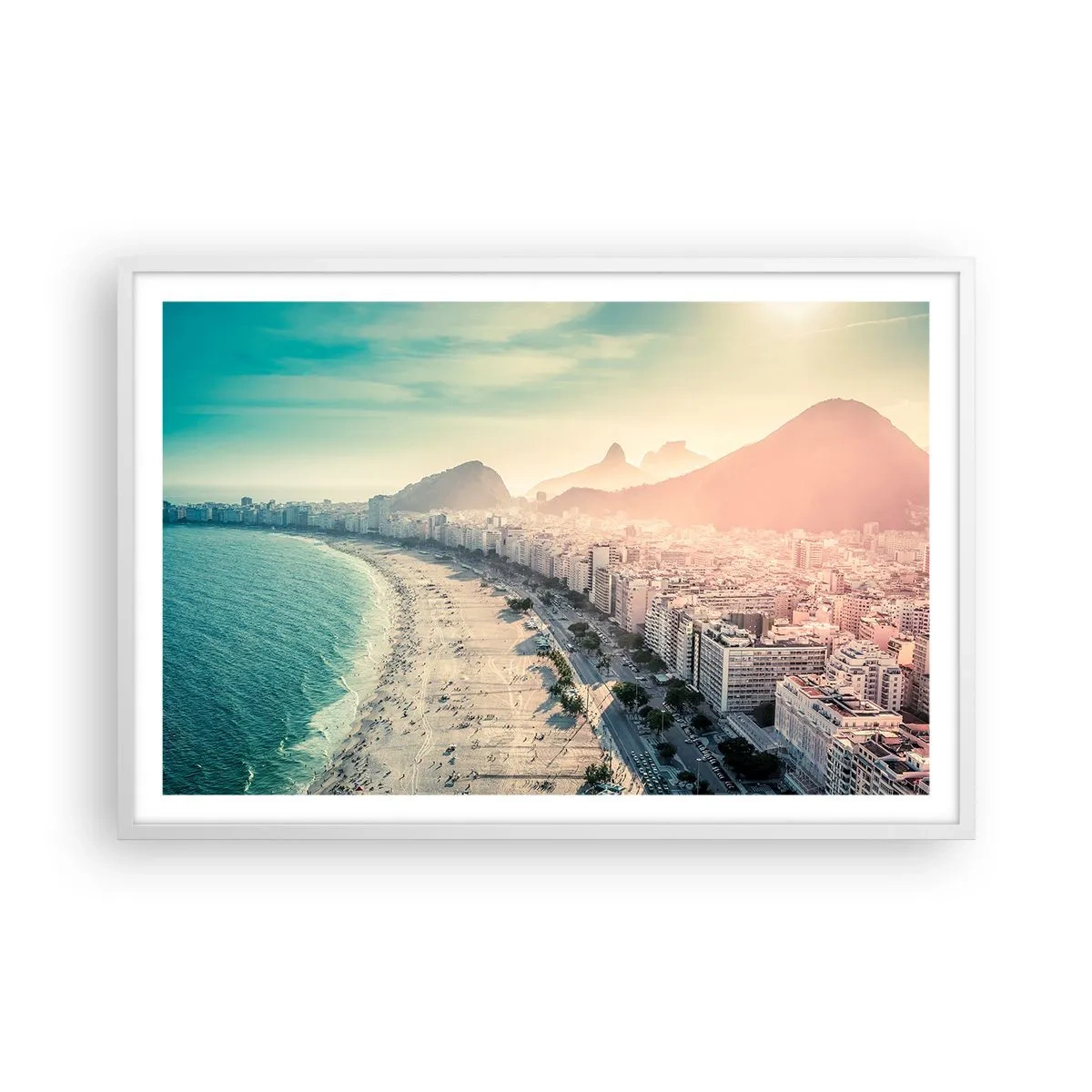 Plakat i hvid ramme - Evig ferie i Rio - 91x61 cm