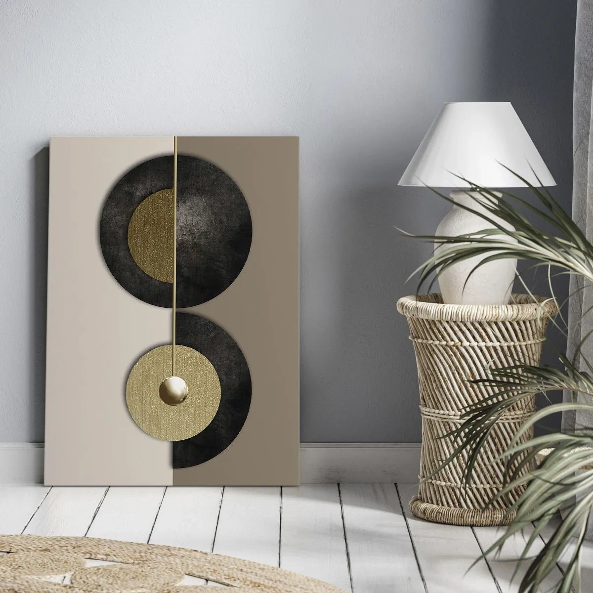 Lærredstryk - Billede på lærred - Variationer omkring en cirkel - 70x100 cm