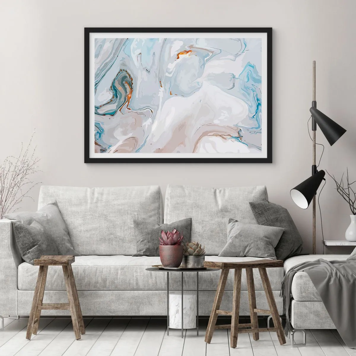 Plakat i sort ramme - Hvid opløftet - 40x30 cm