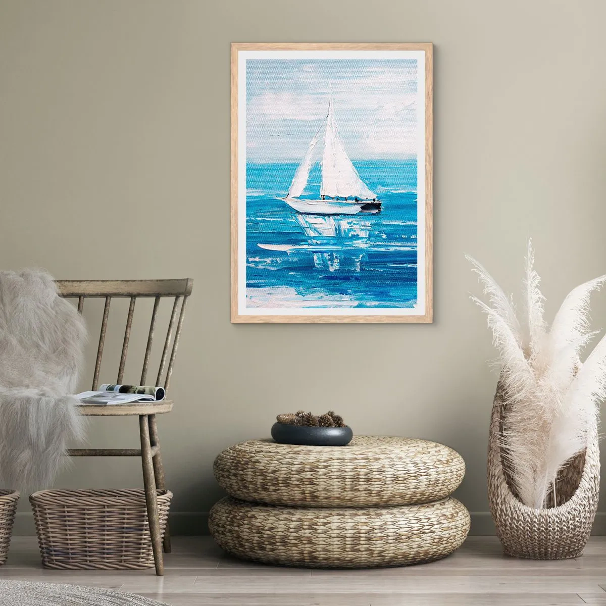 Plakat i ramme af lyst egetræ - Med en ven ved din side - 50x70 cm