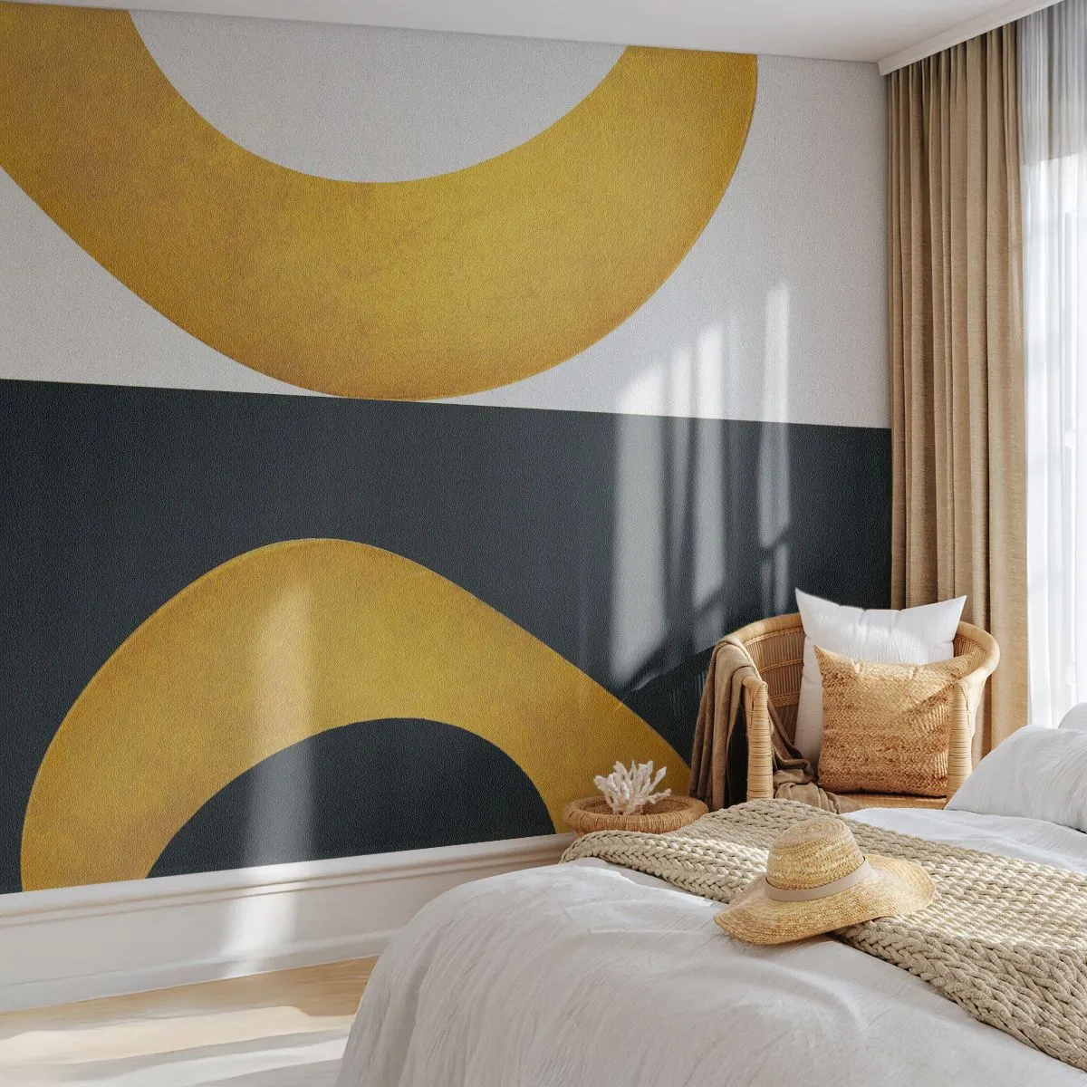 Fototapet Premium Canvas - Først: guld - Abstraktion, Former, Hjul - 400x280 cm