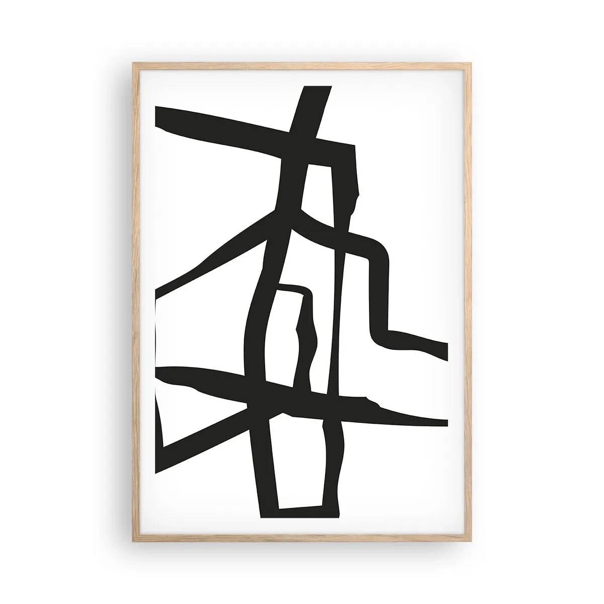 Plakat i ramme af lyst egetræ - Sort og hvid konstruktion - 70x100 cm