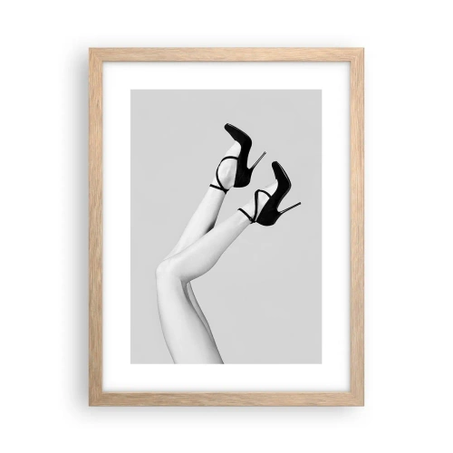 Plakat i ramme af lyst egetræ - På hovedet - 30x40 cm