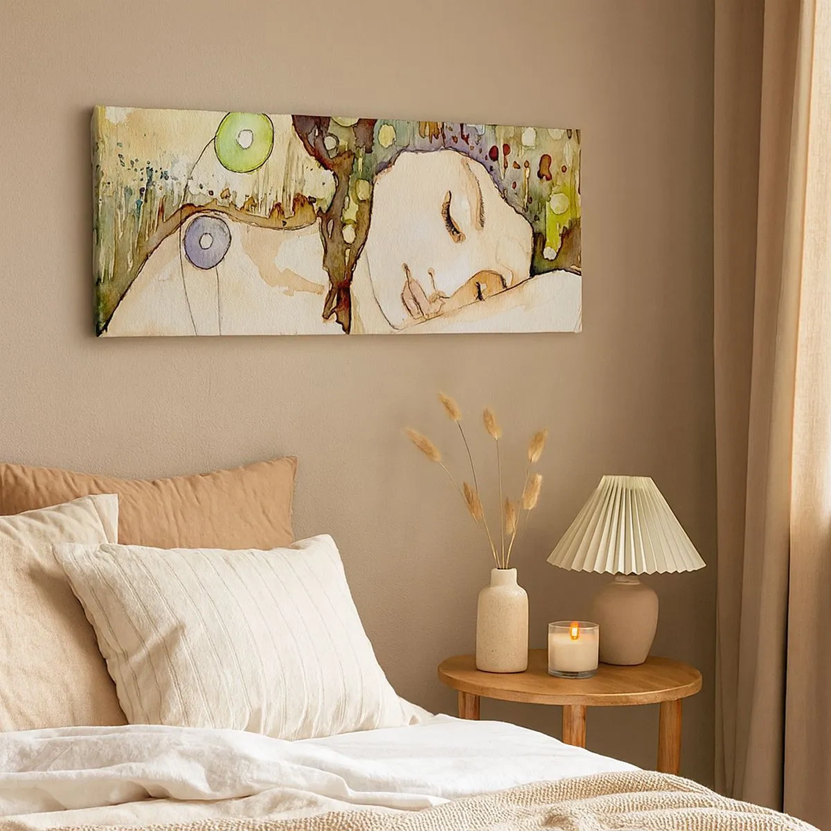 Lærredstryk - Billede på lærred - Smaragd-violet drøm - 100x40 cm