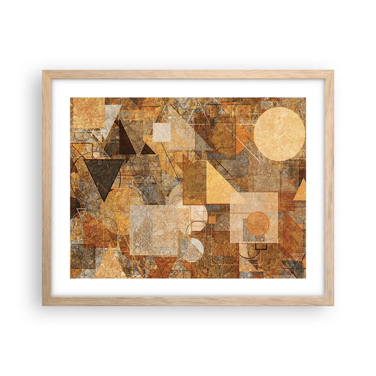 Plakat i ramme af lyst egetræ - Kubistisk bronzeundersøgelse - 50x40 cm
