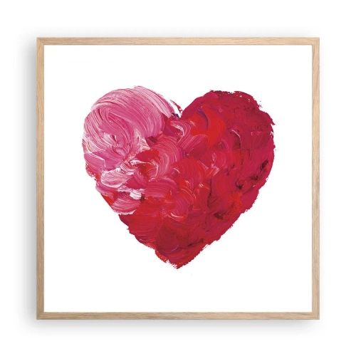 Plakat i ramme af lyst egetræ - All you need is love - 60x60 cm