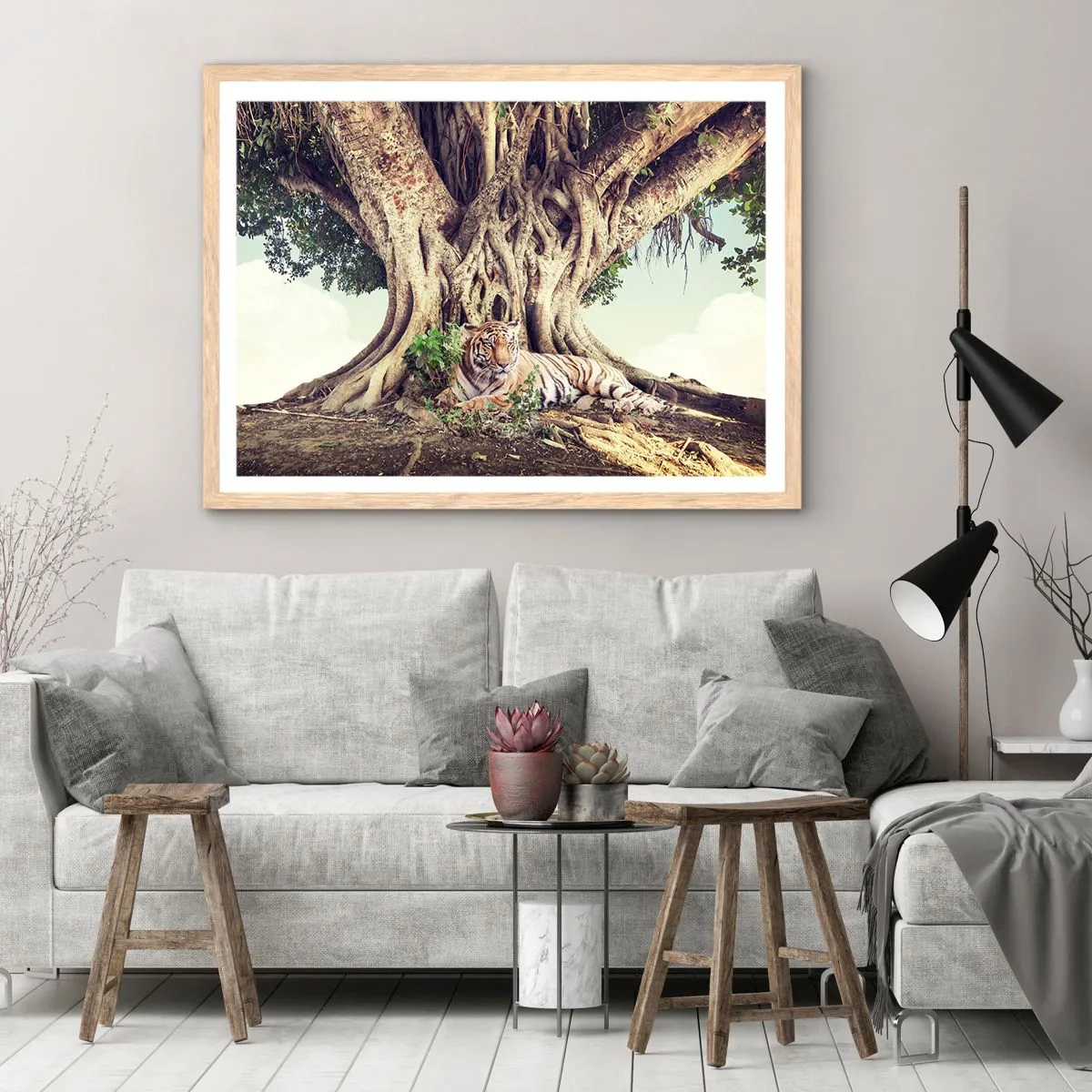 Plakat i ramme af lyst egetræ - Udsigt fra Første Mosebog - 50x40 cm