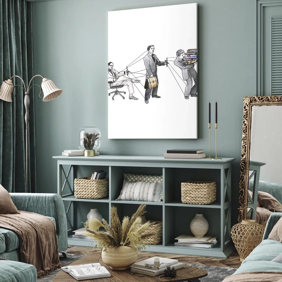 Lærredstryk - Billede på lærred - Enhver har sin herre - 45x80 cm