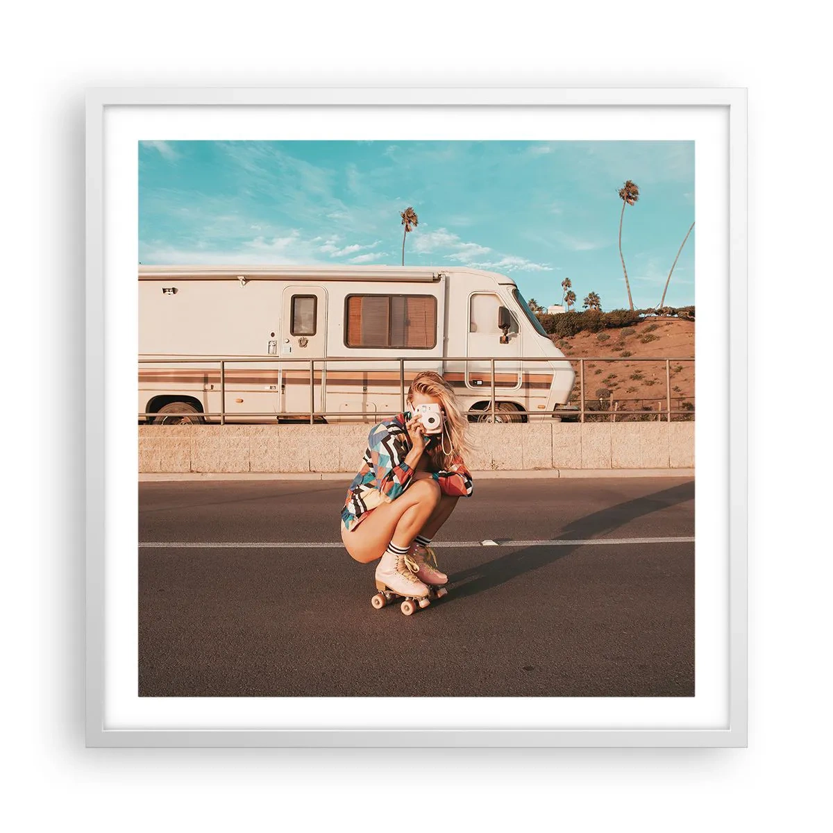 Plakat i hvid ramme - Smil, tak! - 60x60 cm