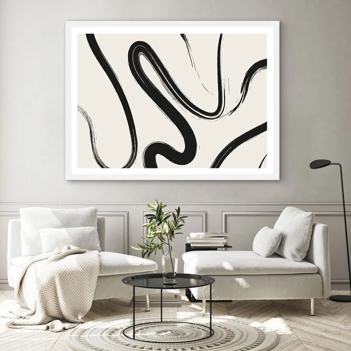 Plakat i hvid ramme - Sort og hvid fantasifuldhed - 70x50 cm