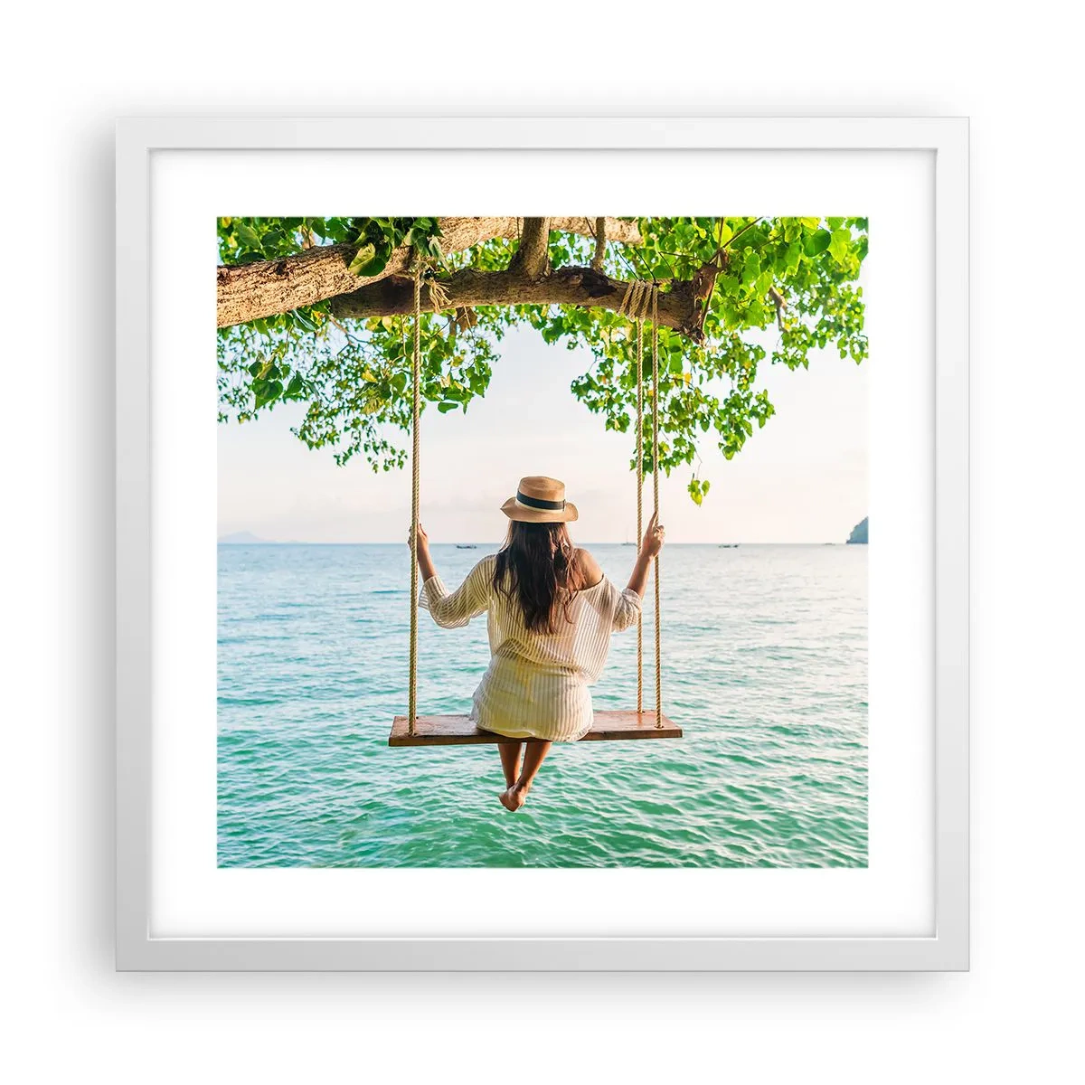 Plakat i hvid ramme - Livet er smukt - 40x40 cm