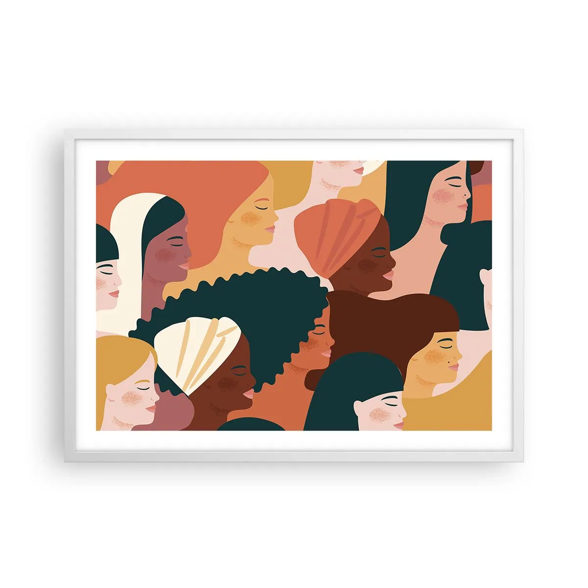 Plakat i hvid ramme - Kun kvindelighed - 70x50 cm