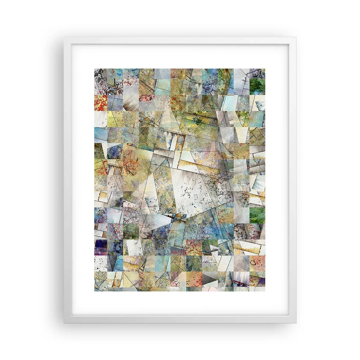 Plakat i hvid ramme - Geometrisk ommøblering - 40x50 cm