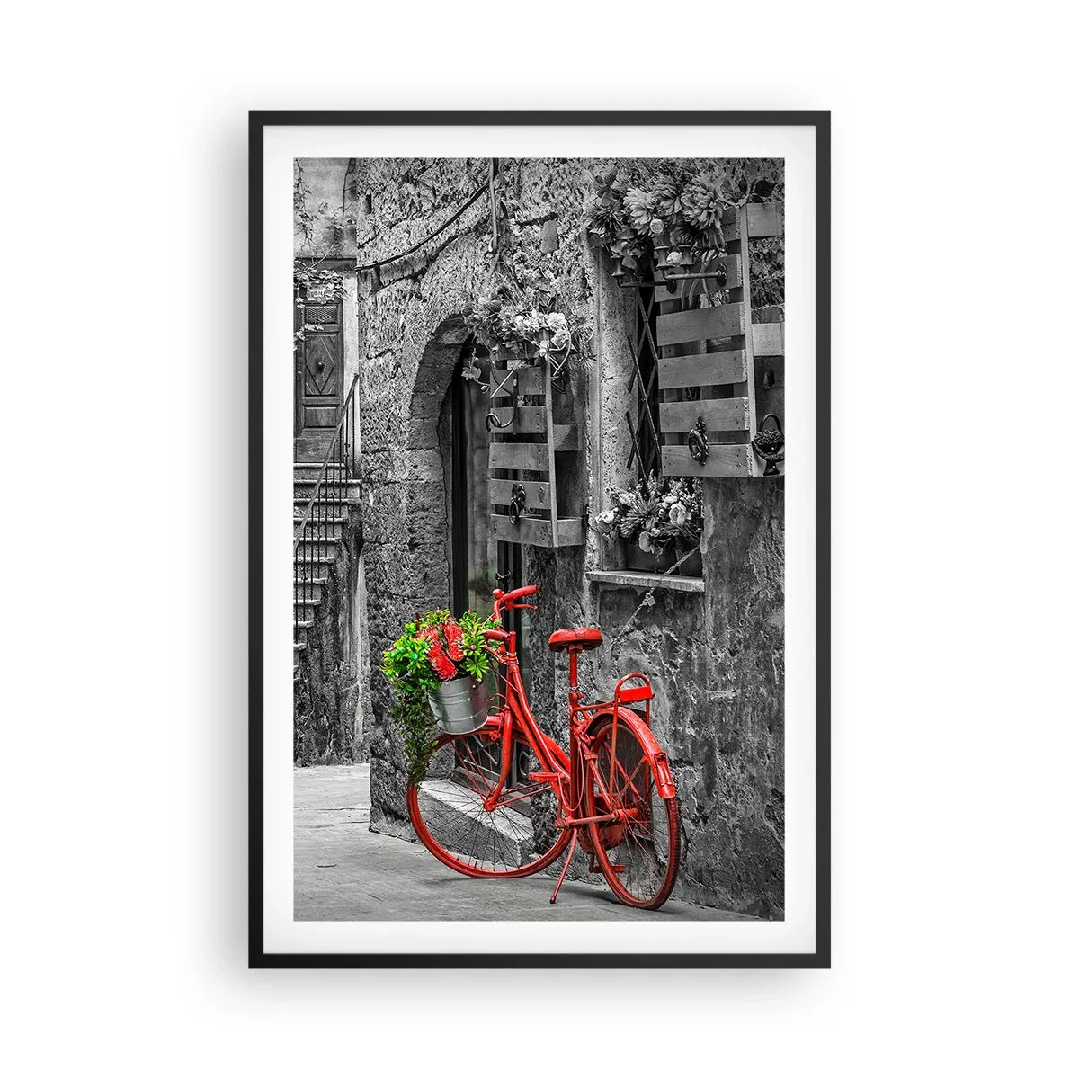 Plakat i sort ramme - Toscansk vej - 61x91 cm