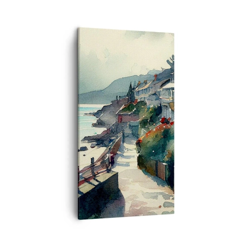 Lærredstryk - Billede på lærred - Middelhavsby - 45x80 cm