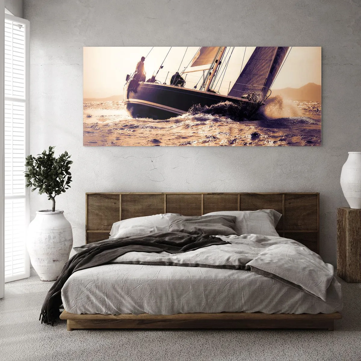Billede på glas - Sejl, sømand - 140x50 cm
