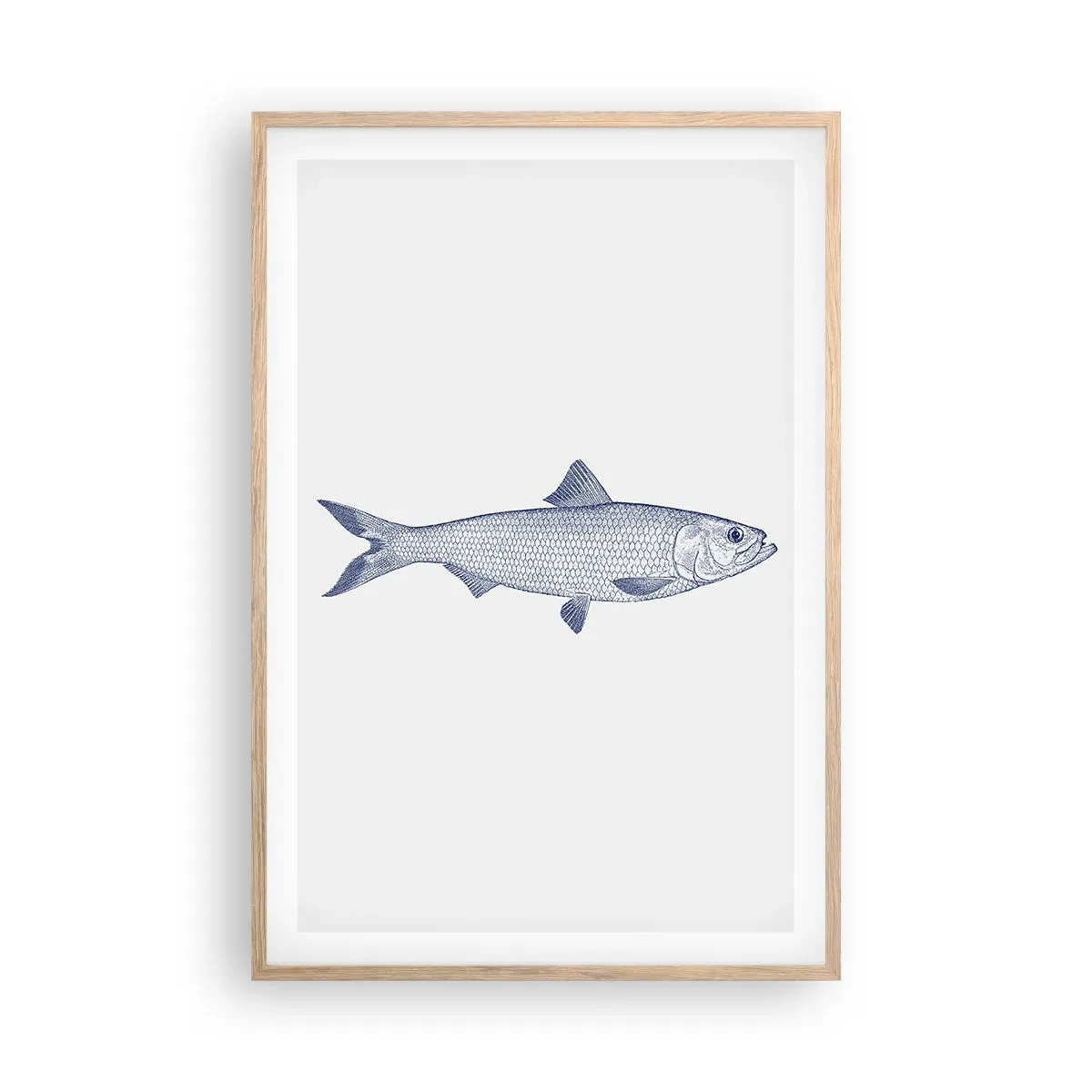 Plakat i ramme af lyst egetræ - Hilsner fra de nordlige have - 61x91 cm