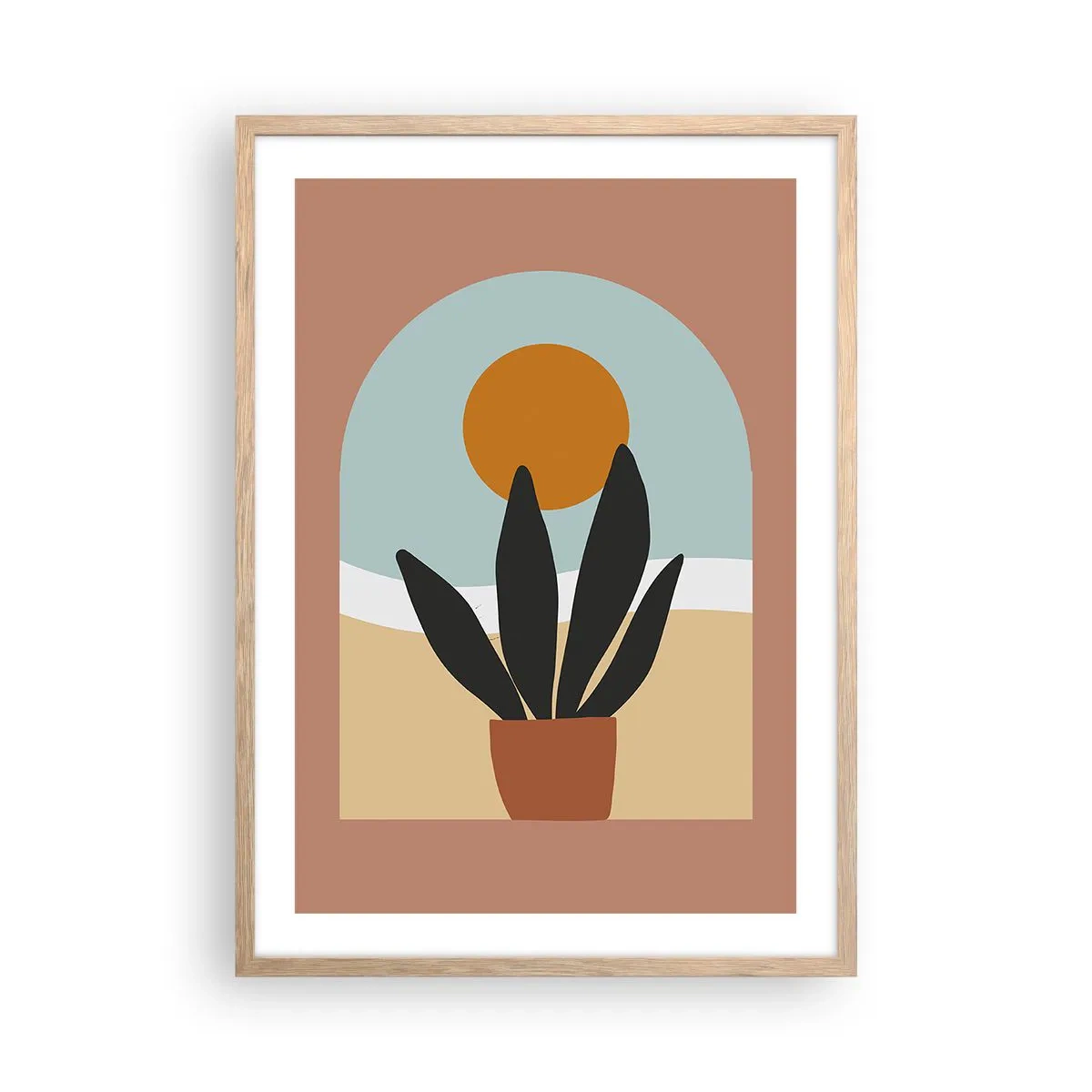 Plakat i ramme af lyst egetræ - Små glæder - 50x70 cm