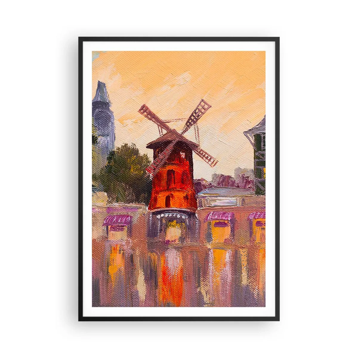Plakat i sort ramme - Parisiske ikoner - Moulin Rouge - 70x100 cm