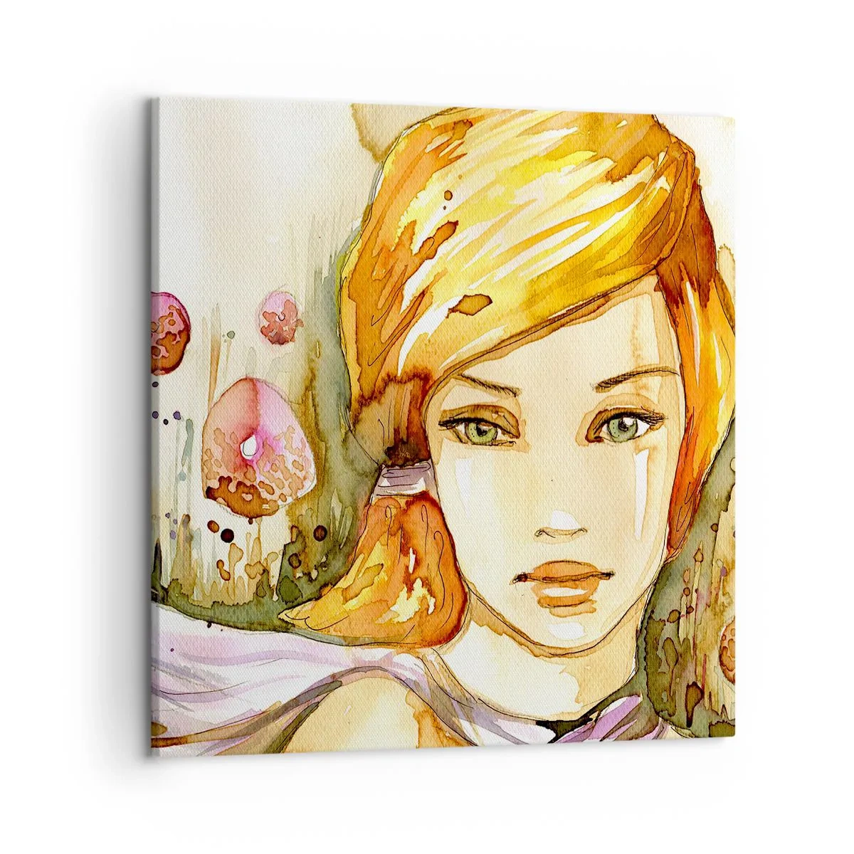 Lærredstryk - Billede på lærred - Smaragdblikket, der dulmer vreden - 50x50 cm