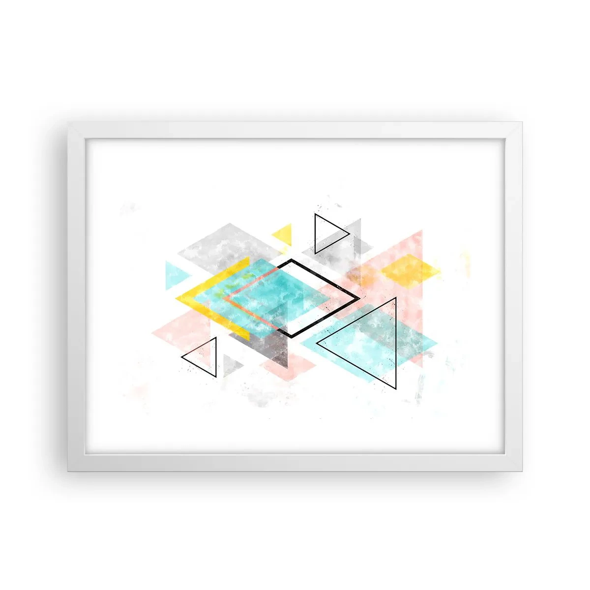 Plakat i hvid ramme - Geometrisk leg - 40x30 cm