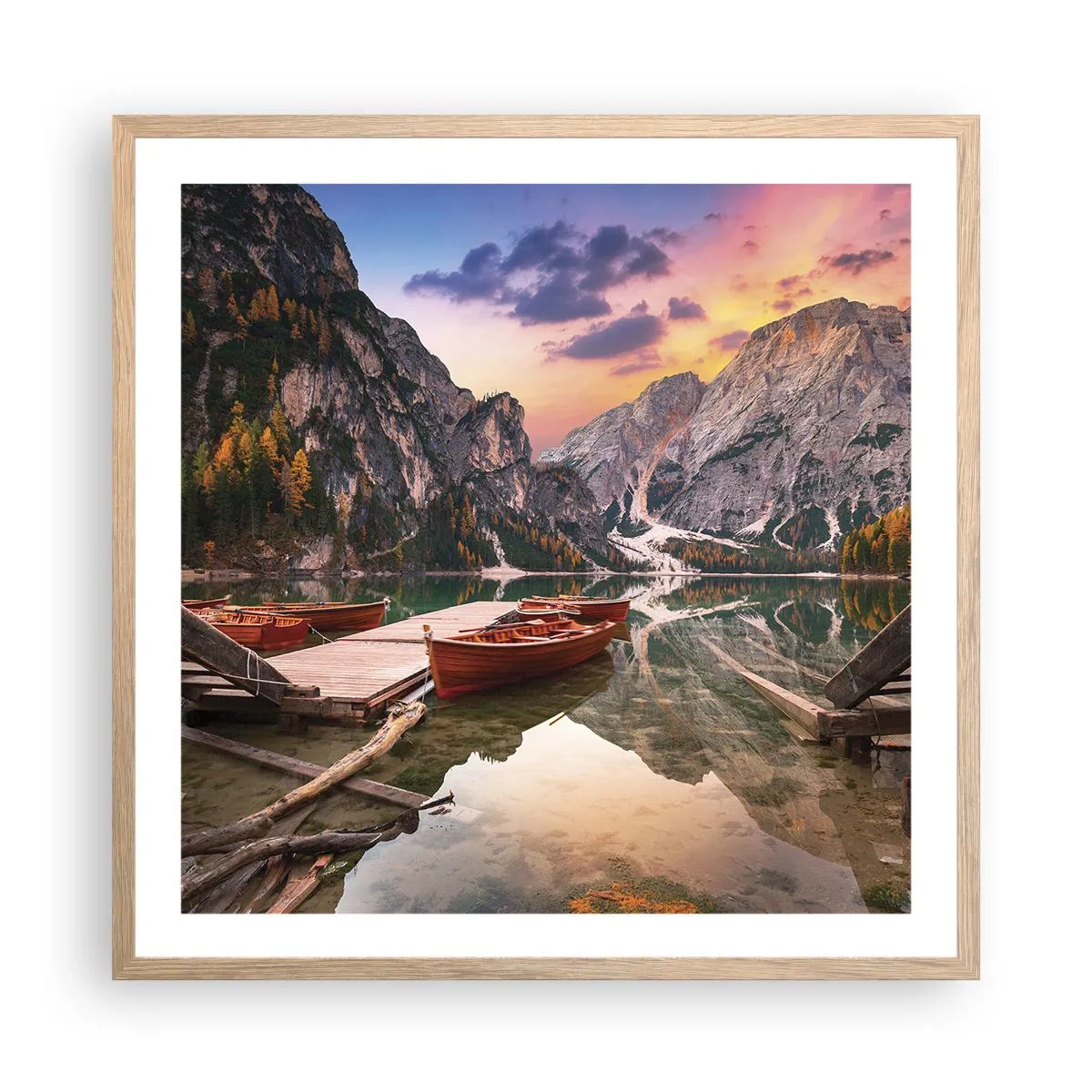 Plakat i ramme af lyst egetræ - Dagens løfte - 60x60 cm