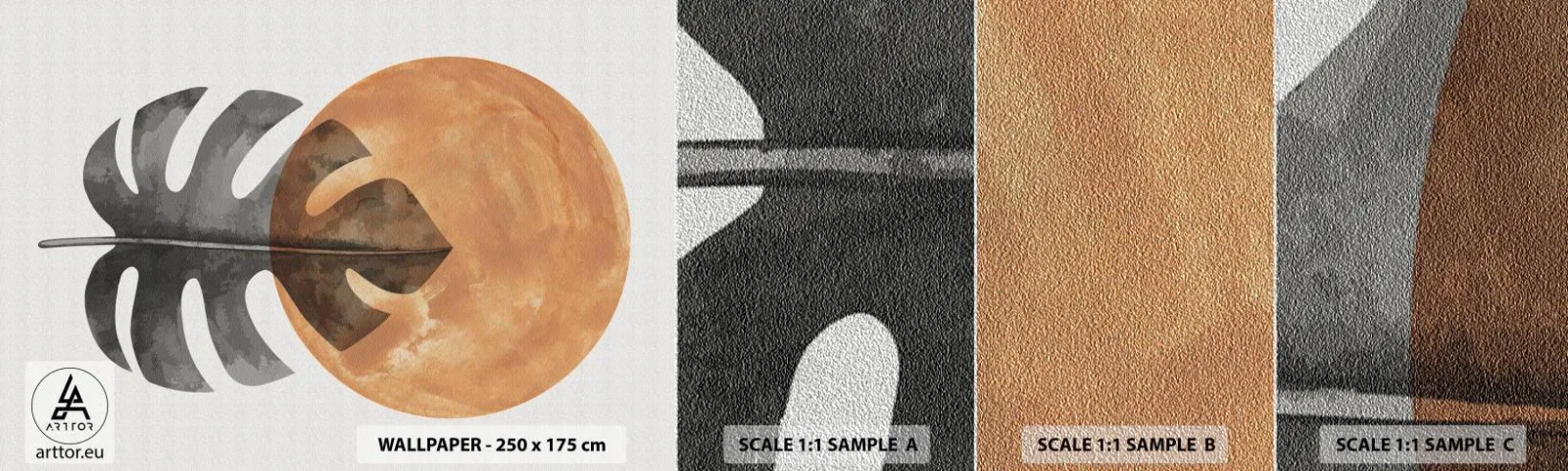 Prøve Fototapet Premium Sand - Altid solen - Blad, Sol, Boho - 100x30 cm