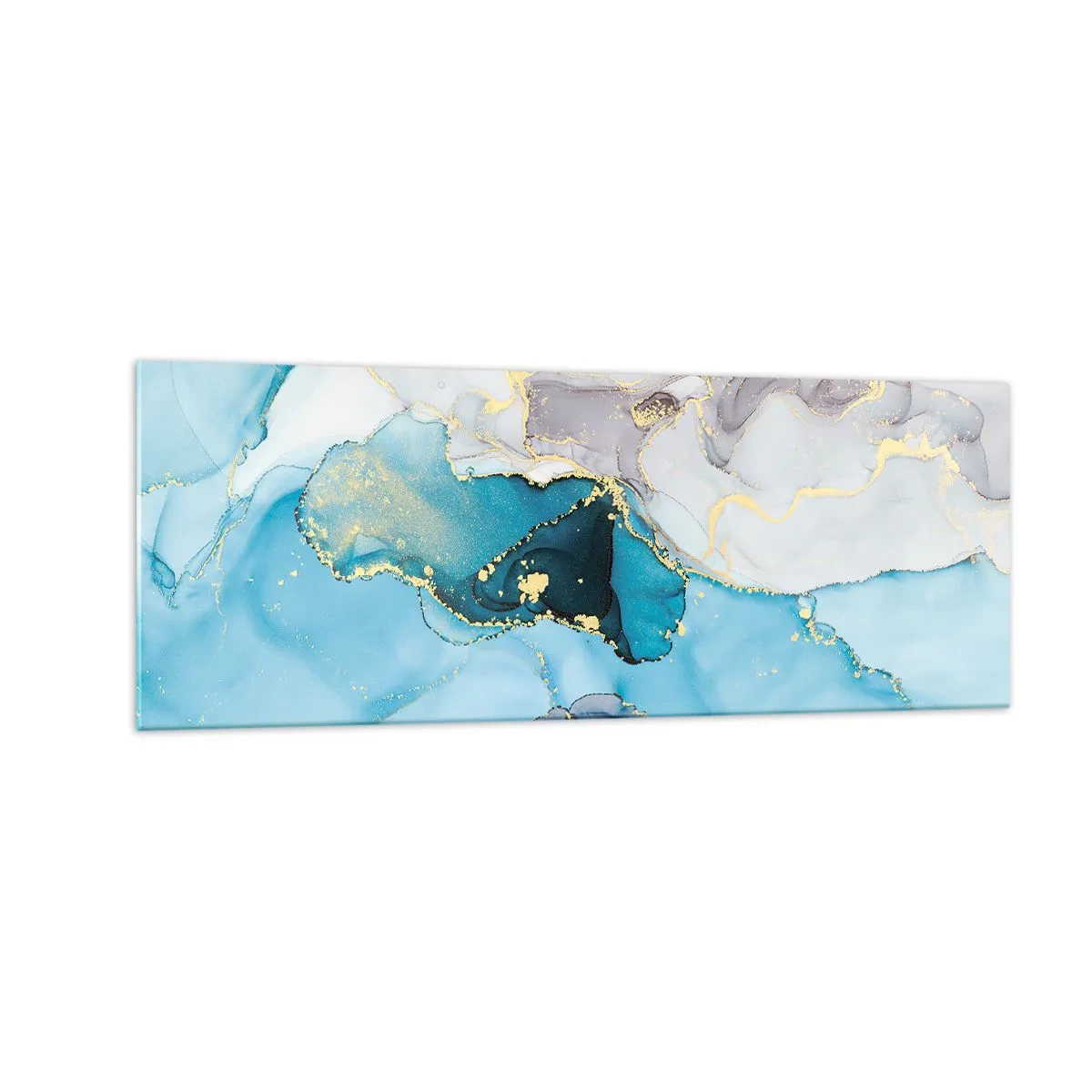 Billede på glas - En undersøgelse af mødet mellem grå og turkis - 140x50 cm