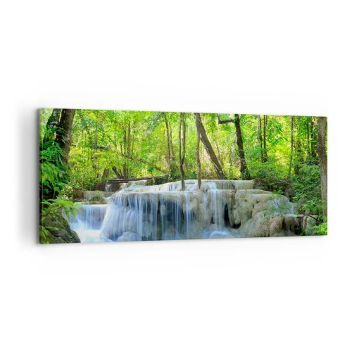 Lærredstryk - Billede på lærred - Drukner i turkis og grønt - 120x50 cm