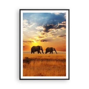 Plakat i sort ramme - Familievandring - 70x100 cm