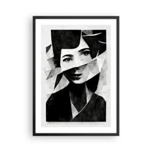 Plakat i sort ramme - Portræt af en kvinde i en abstrakt komposition - 50x70cm - I sandhed hvad du er... - Moderne vægdekoration til stue og soveværelse ARTTOR