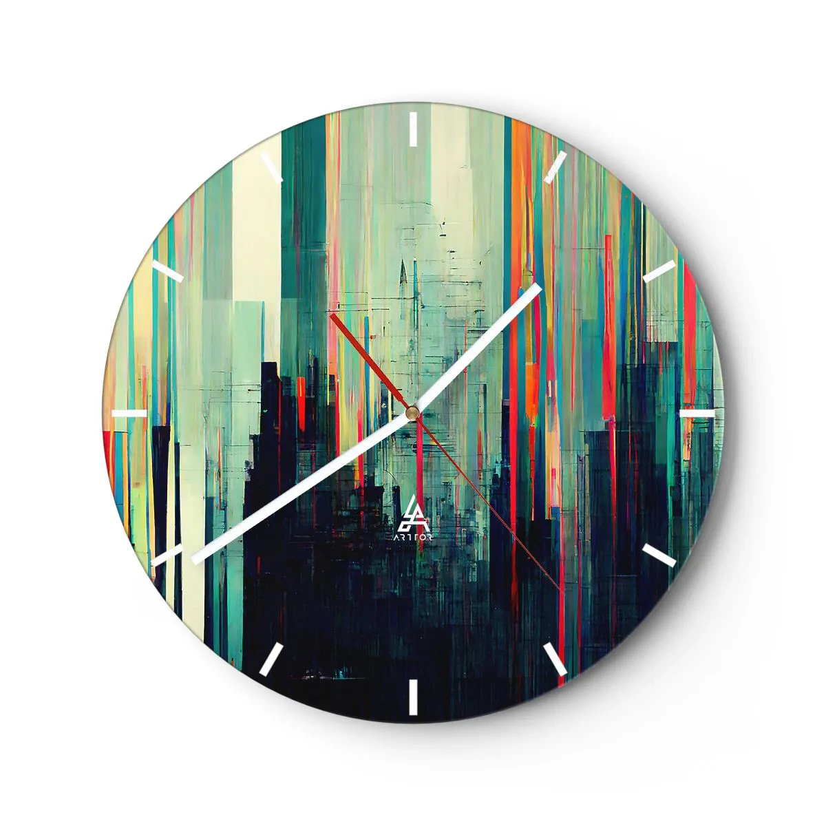 Vægur, Uret - Futuristisk by - 40x40 cm