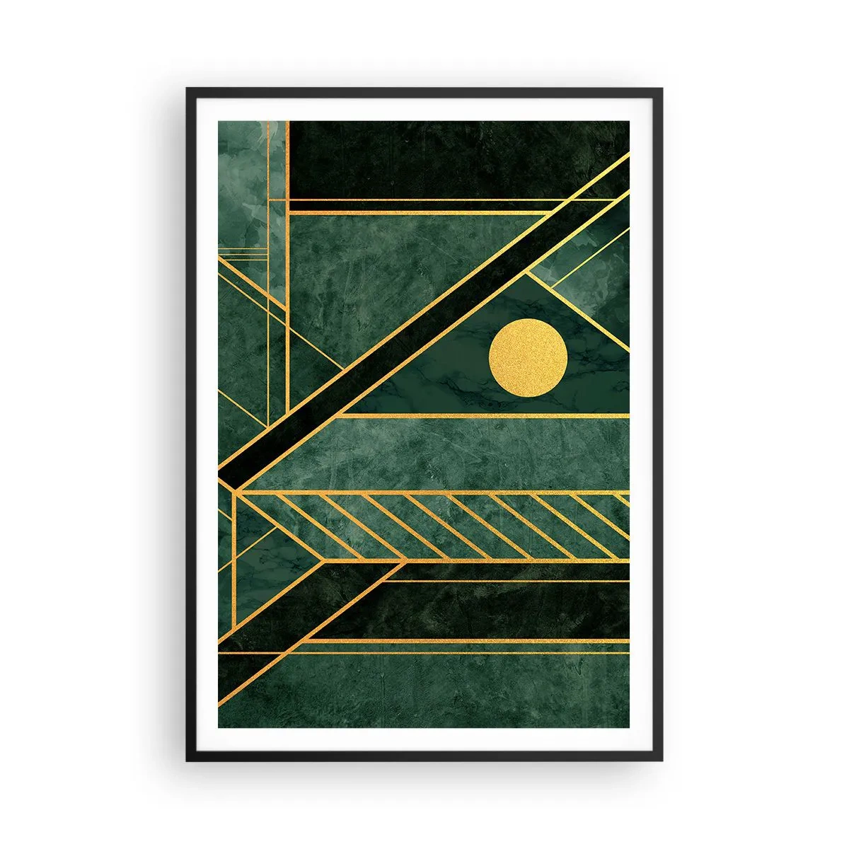 Plakat i sort ramme - Dynamikken i guld og azurblå - 70x100 cm