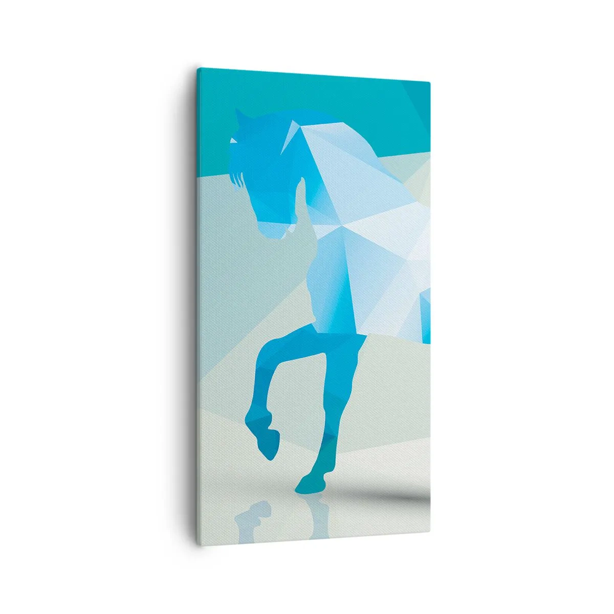 Lærredstryk - Billede på lærred - Geometrisk hest i turkis - 55x100 cm