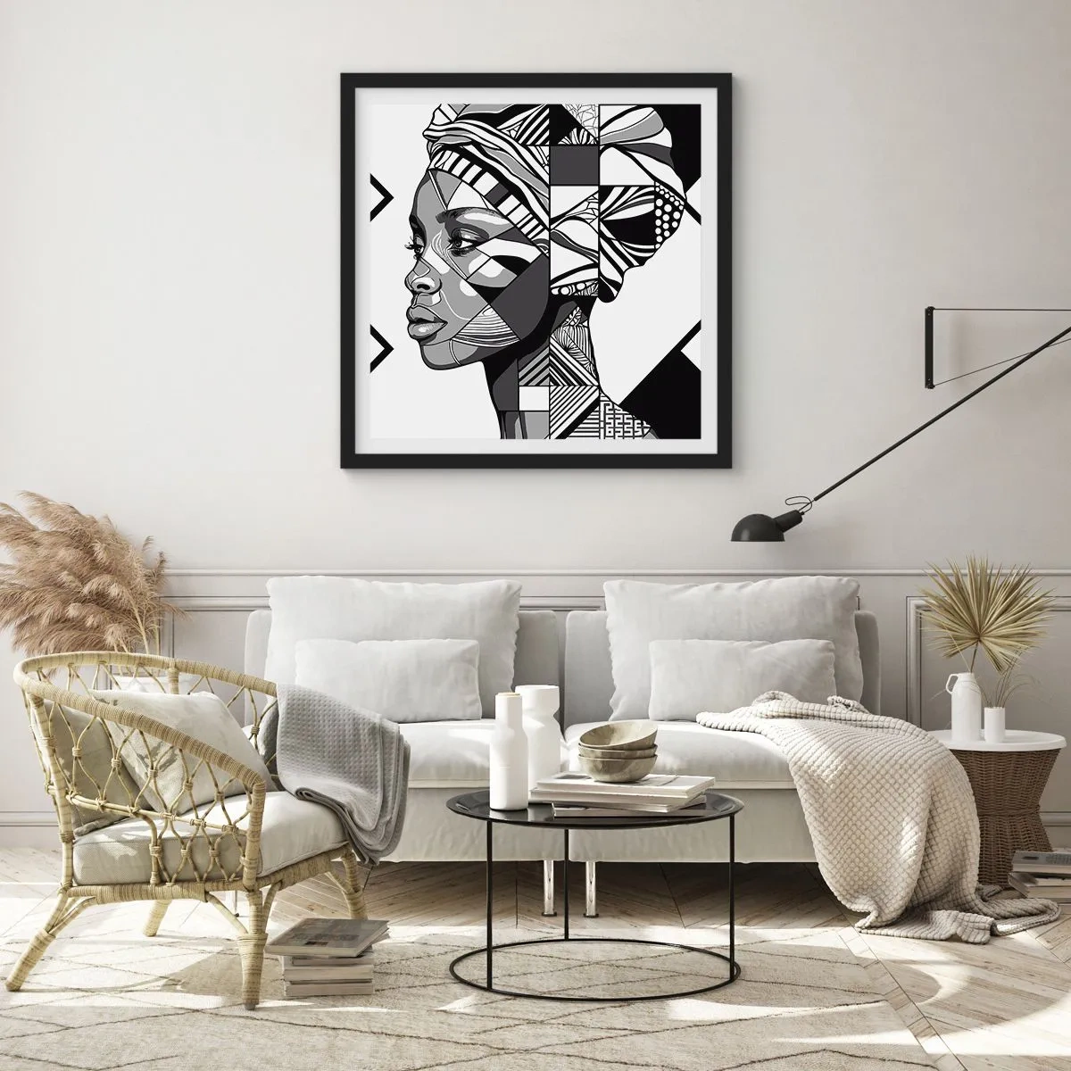 Plakat i sort ramme - Etnisk portræt - 60x60 cm