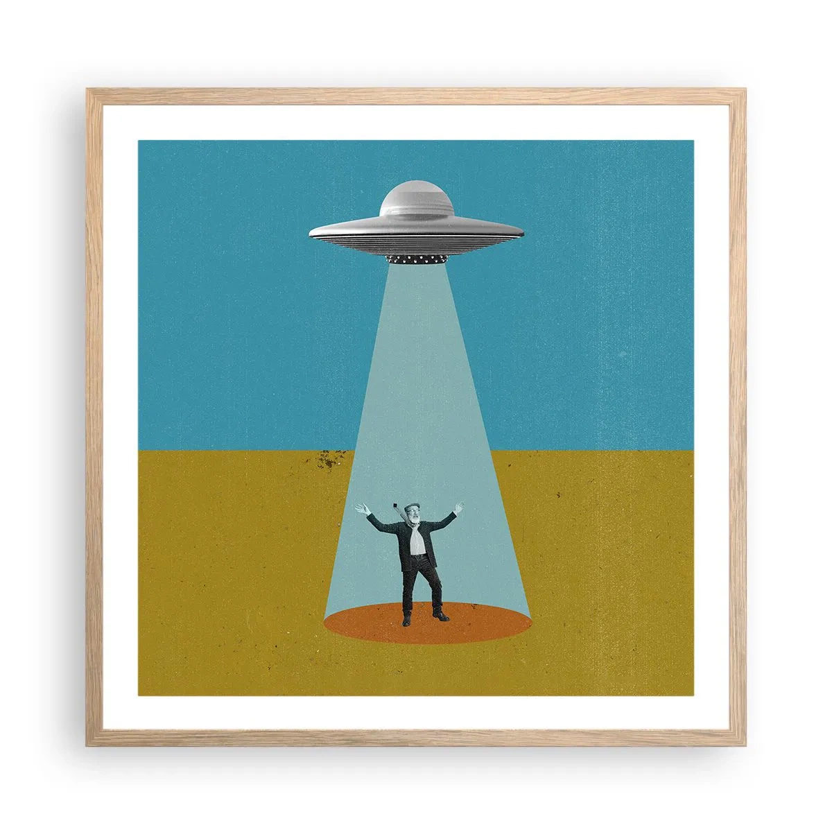 Plakat i ramme af lyst egetræ - Et tæt møde - 60x60 cm