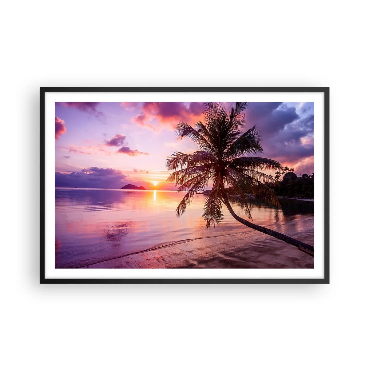 Plakat i sort ramme - Lyksalighed hele vejen til horisonten - 91x61 cm