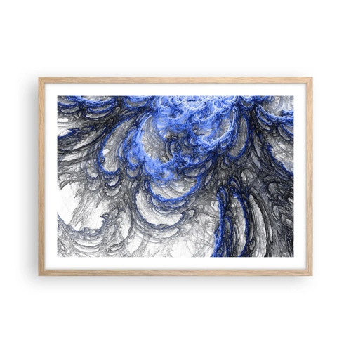 Plakat i ramme af lyst egetræ - En bølges fødsel - 70x50 cm