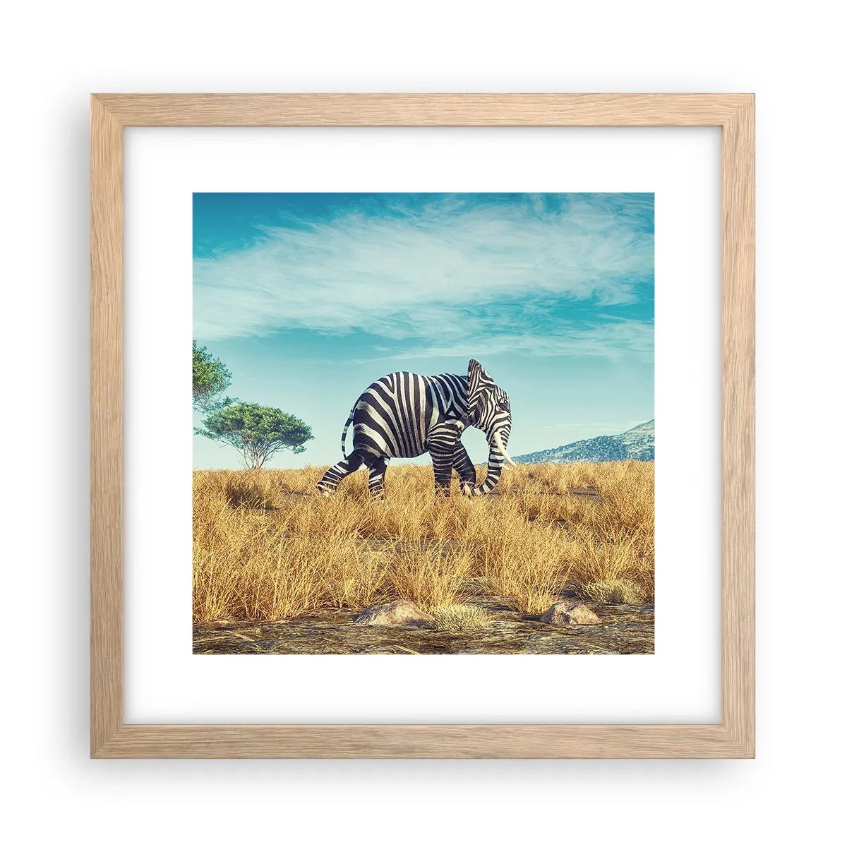 Plakat i ramme af lyst egetræ - Grå er ikke længere på mode - 30x30 cm