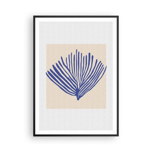 Plakat i sort ramme - Blå vifte - 70x100 cm