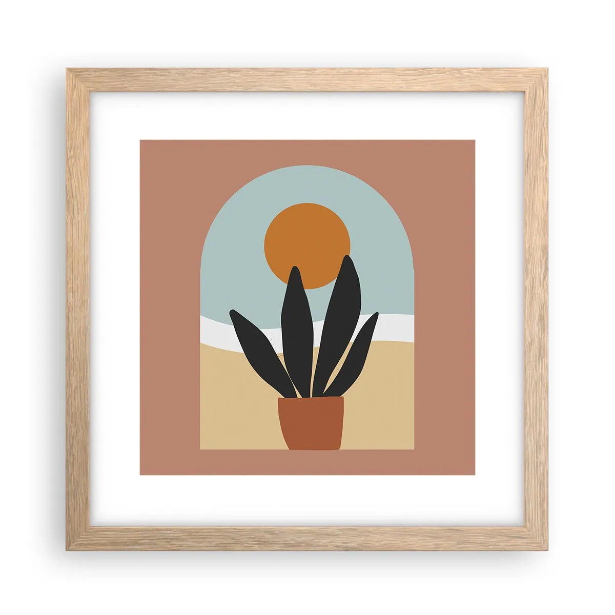 Plakat i ramme af lyst egetræ - Små glæder - 30x30 cm