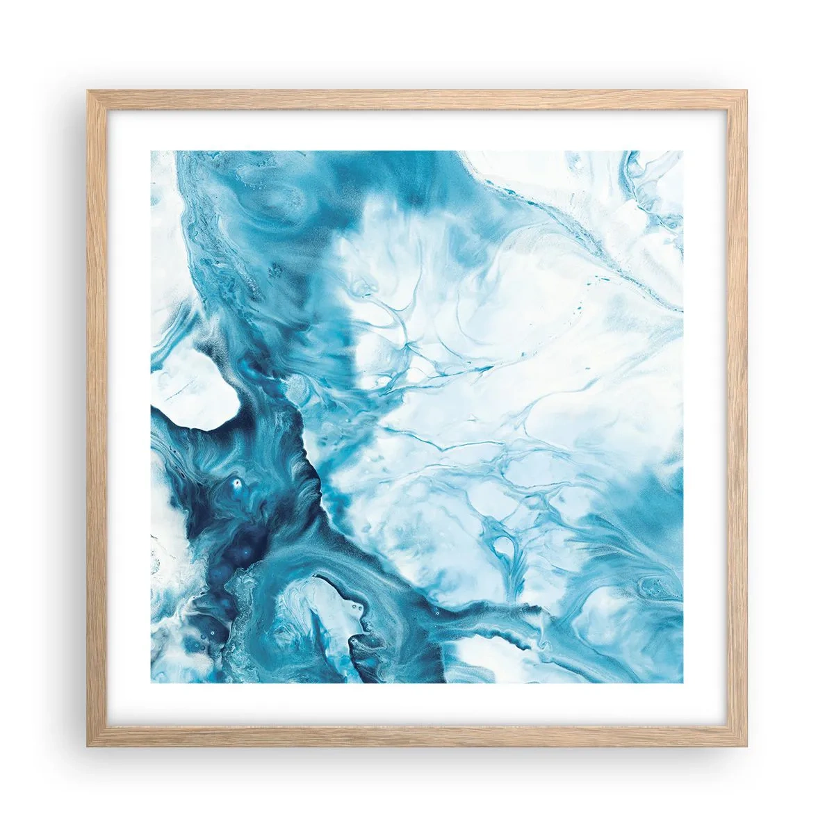 Plakat i ramme af lyst egetræ - Blå koncert - 50x50 cm