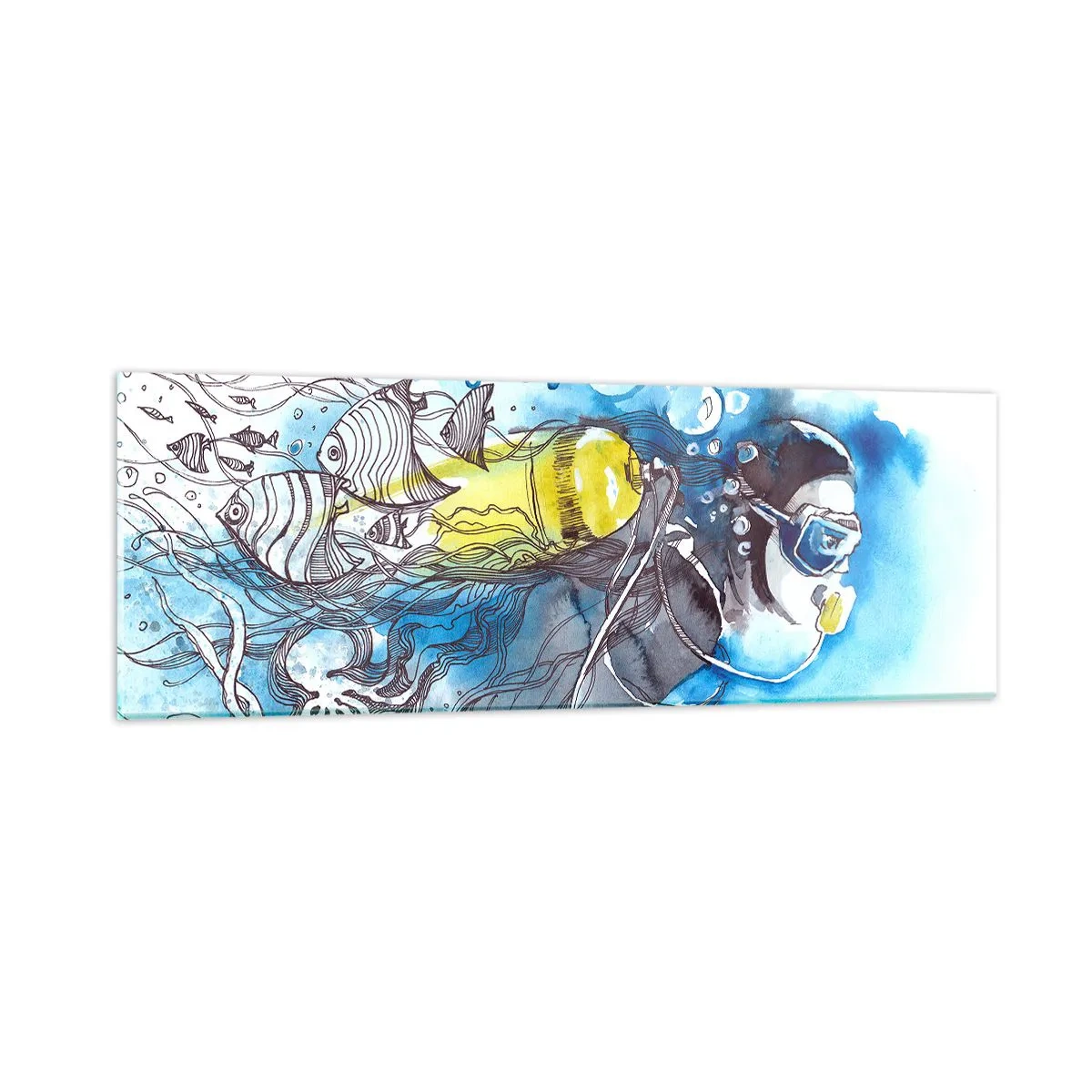 Billede på glas - Stor blå - 90x30 cm