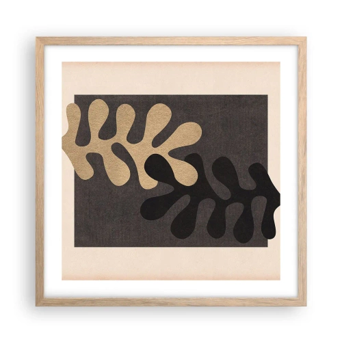 Plakat i ramme af lyst egetræ - Fravær og supplement - 50x50 cm