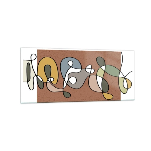 Billede på glas - En abstraktion, der er værd at smile over - 120x50 cm