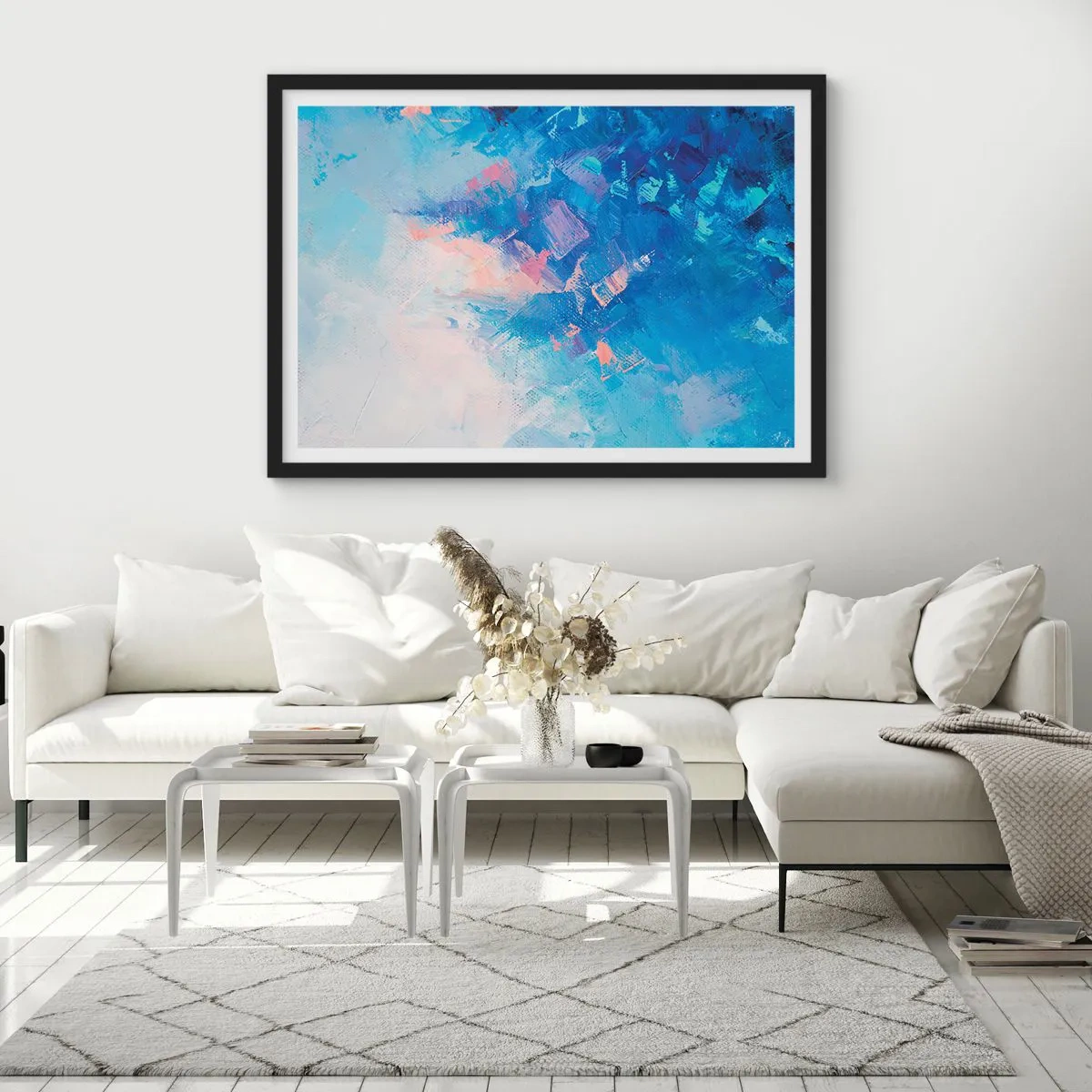 Plakat i sort ramme - Vinter abstraktion - 50x40 cm