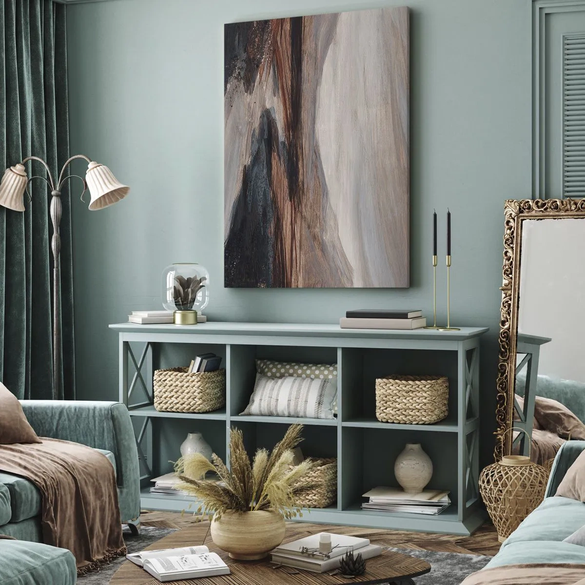 Lærredstryk - Billede på lærred - Fredfyldt dal - 80x120 cm